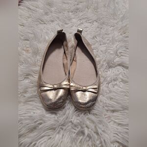 Zara Girls metallic Gold  ballet flats With Bow Accent